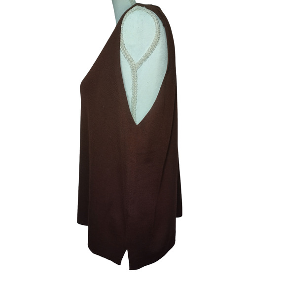 Eileen Fisher Womens Sweater Sleeveless Super Fine Merino Wool Red Size XL - Picture 4 of 7